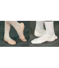 Ballet shoes, Pink or White, leather: adult sizes 4 to 9